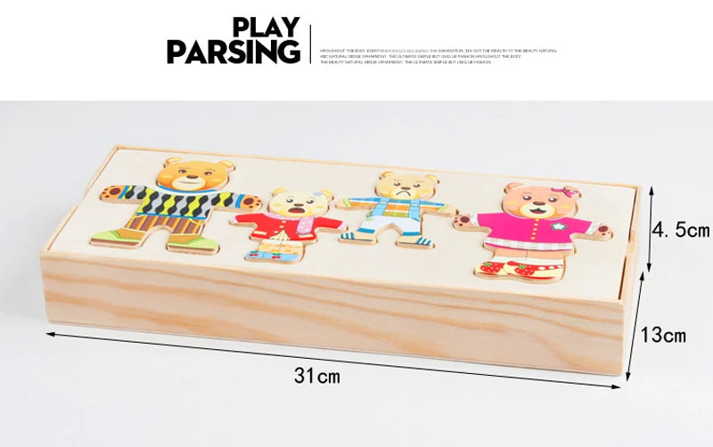 Puzzle 3D en Bois - DRESSY-TOYS- TM Puzzle 3D en Bois D'habillage d'animaux