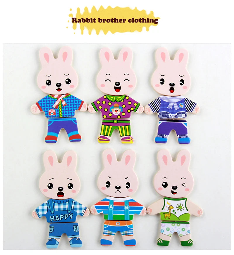 Puzzle 3D en Bois - DRESSY-TOYS- TM Puzzle 3D en Bois D'habillage d'animaux