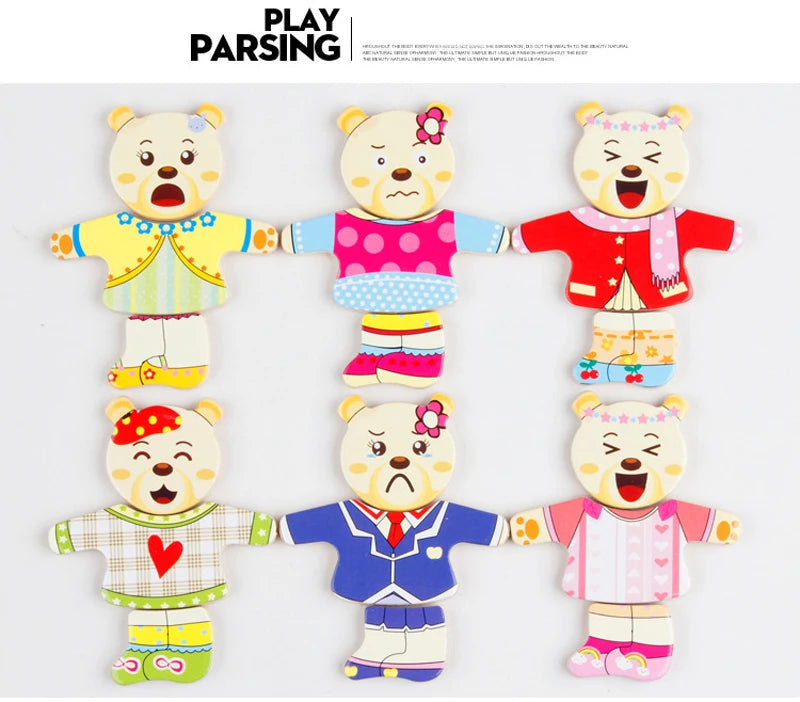 Puzzle 3D en Bois - DRESSY-TOYS- TM Puzzle 3D en Bois D'habillage d'animaux
