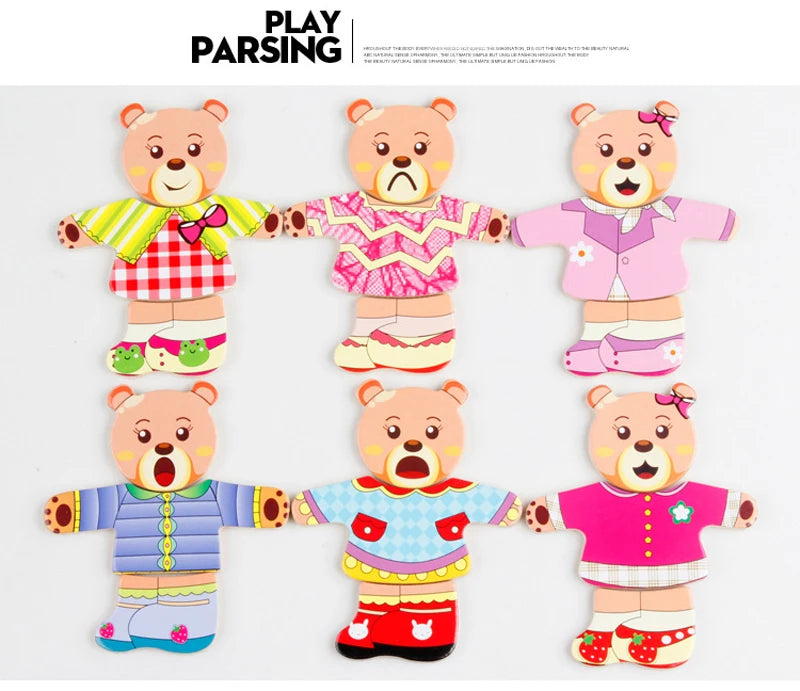 Puzzle 3D en Bois - DRESSY-TOYS- TM Puzzle 3D en Bois D'habillage d'animaux
