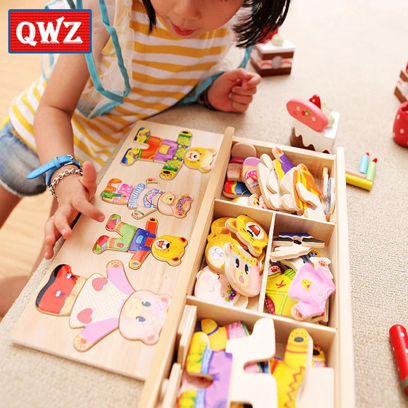 Puzzle 3D en Bois - DRESSY-TOYS- TM Puzzle 3D en Bois D'habillage d'animaux