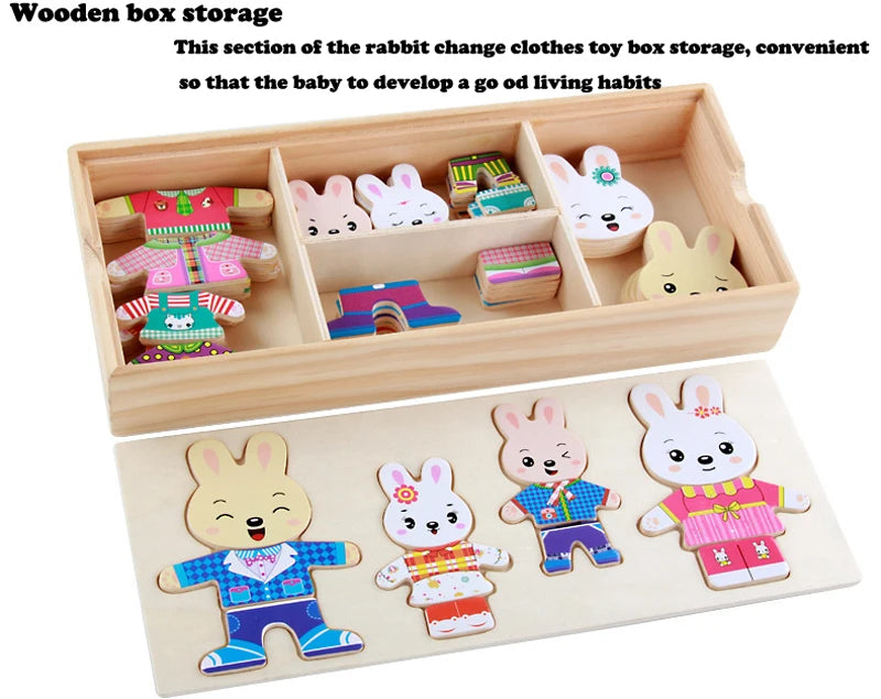 Puzzle 3D en Bois - DRESSY-TOYS- TM Puzzle 3D en Bois D'habillage d'animaux