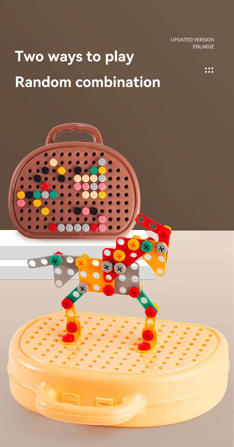 puzzle 3d bois - MAGICTOOLS-BOX- TM Boîte à outils Magique de Jeu Montessori avec Perceuse électrique