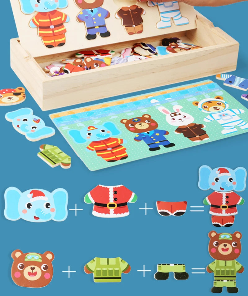 Puzzle 3D en Bois - DRESSY-TOYS- TM Puzzle 3D en Bois D'habillage d'animaux