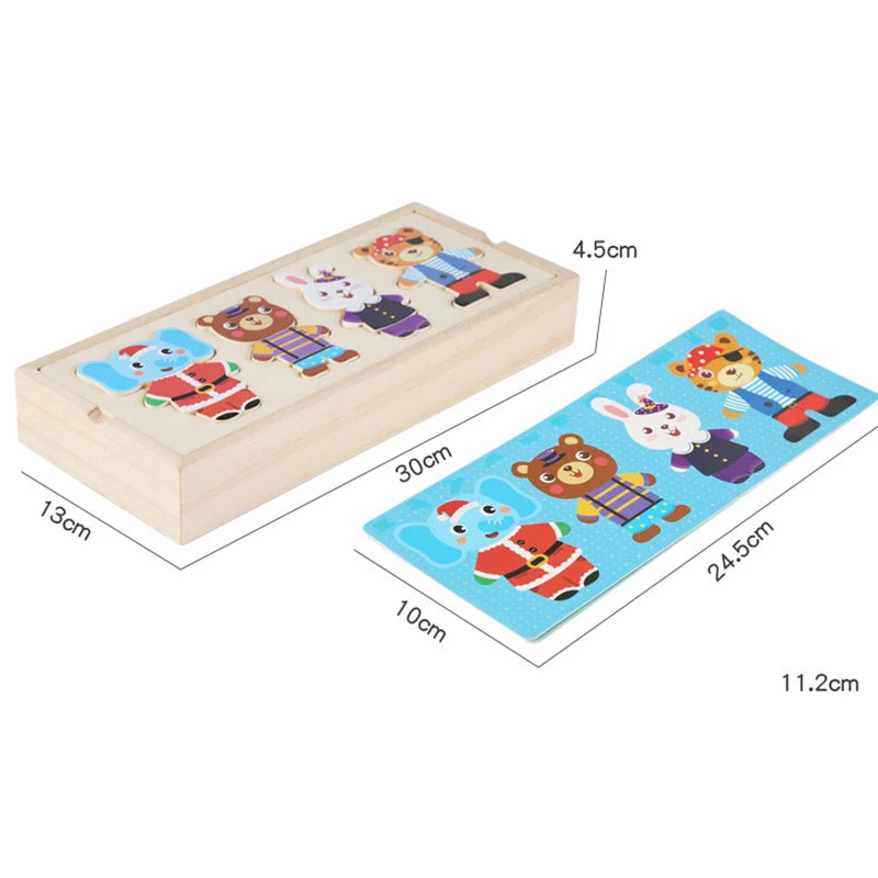 Puzzle 3D en Bois - DRESSY-TOYS- TM Puzzle 3D en Bois D'habillage d'animaux