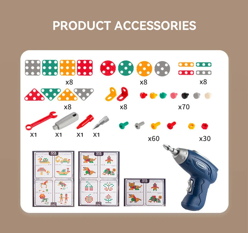 puzzle 3d bois - MAGICTOOLS-BOX- TM Boîte à outils Magique de Jeu Montessori avec Perceuse électrique