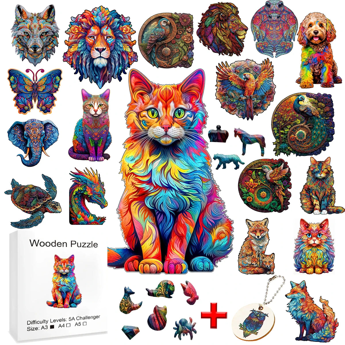 Puzzle 3D en bois- FLYPUZZ- TM-Puzzle dâAnimaux en Bois