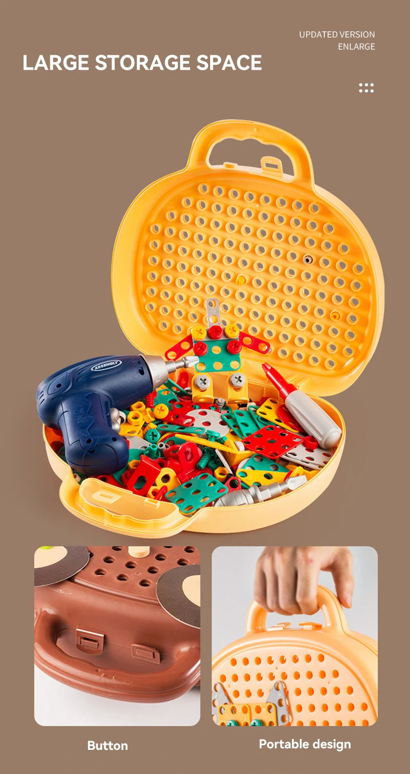 puzzle 3d bois - MAGICTOOLS-BOX- TM Boîte à outils Magique de Jeu Montessori avec Perceuse électrique