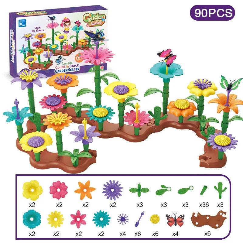 puzzle 3d - GARDEN-TOY - TM Jeux de Construction de Jardin de Fleurs