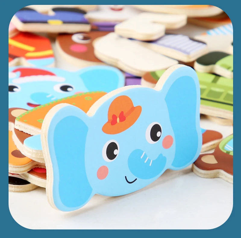 Puzzle 3D en Bois - DRESSY-TOYS- TM Puzzle 3D en Bois D'habillage d'animaux