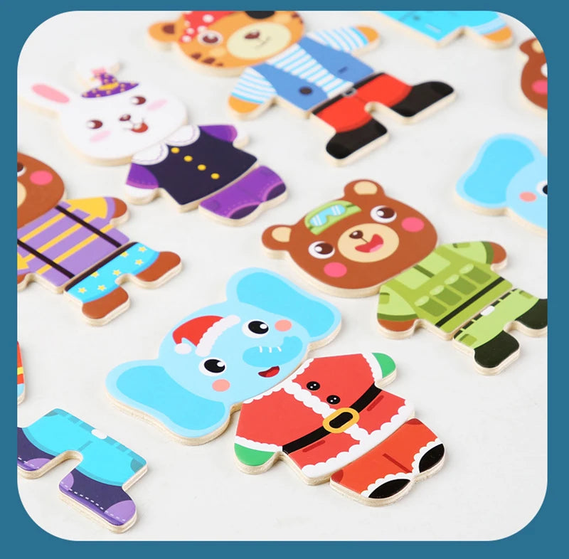 Puzzle 3D en Bois - DRESSY-TOYS- TM Puzzle 3D en Bois D'habillage d'animaux
