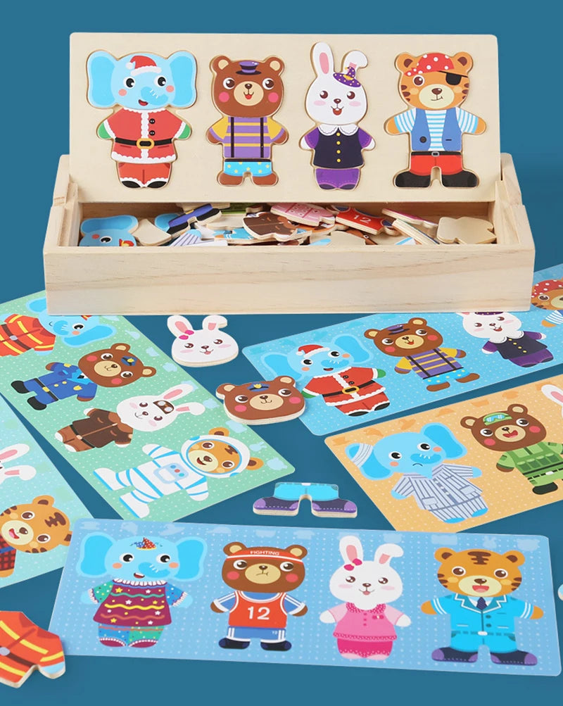 Puzzle 3D en Bois - DRESSY-TOYS- TM Puzzle 3D en Bois D'habillage d'animaux