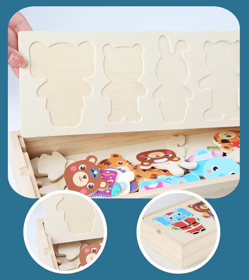 Puzzle 3D en Bois - DRESSY-TOYS- TM Puzzle 3D en Bois D'habillage d'animaux