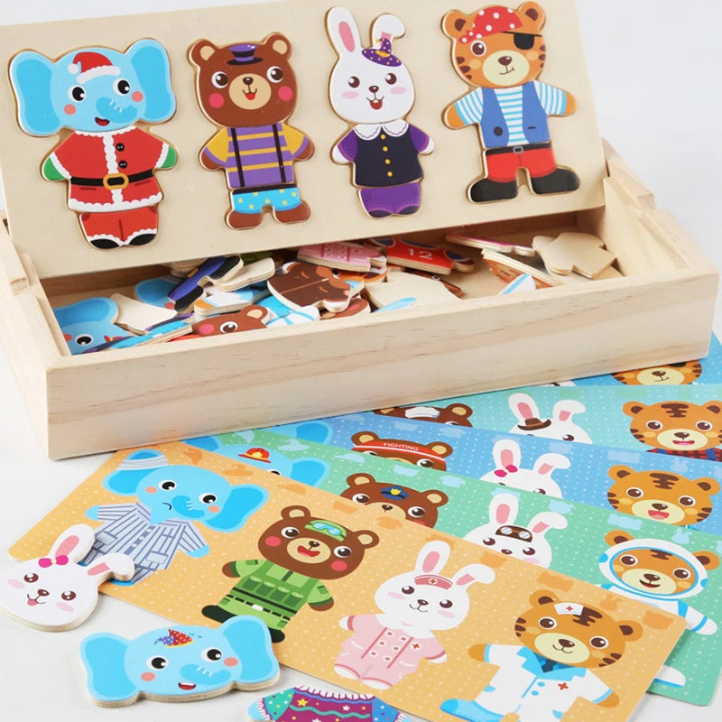 Puzzle 3D en Bois - DRESSY-TOYS- TM Puzzle 3D en Bois D'habillage d'animaux