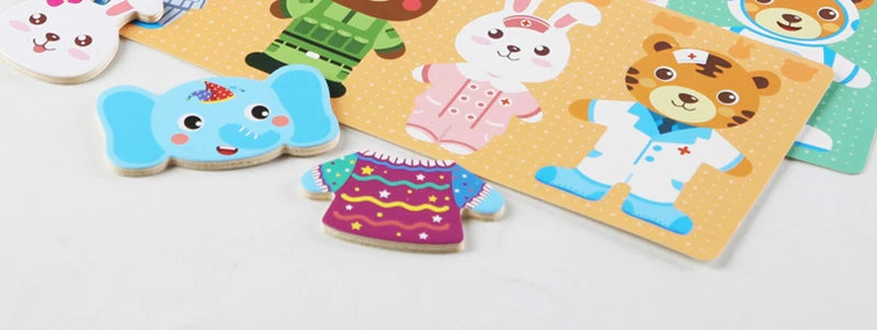 Puzzle 3D en Bois - DRESSY-TOYS- TM Puzzle 3D en Bois D'habillage d'animaux