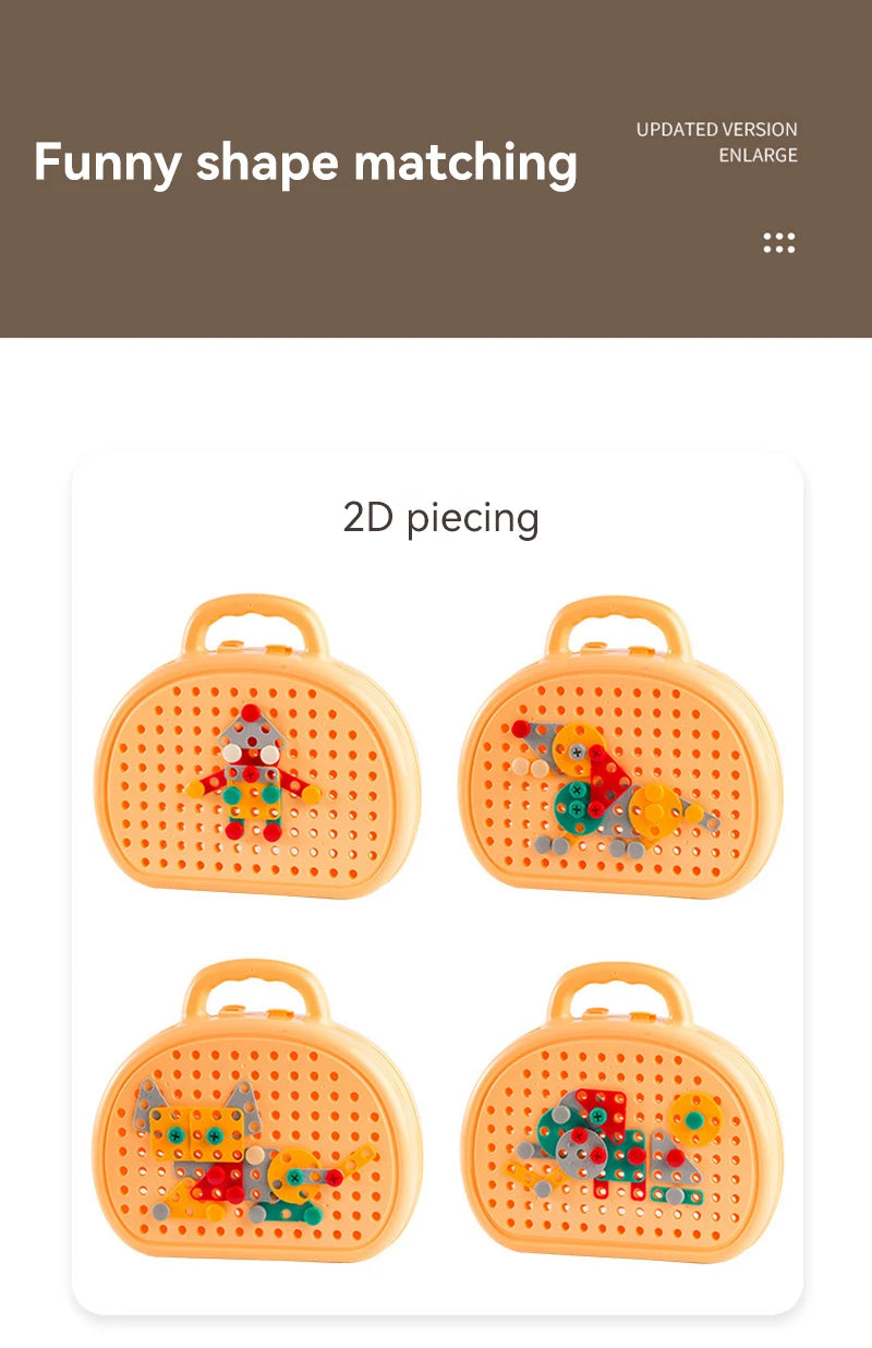 puzzle 3d bois - MAGICTOOLS-BOX- TM Boîte à outils Magique de Jeu Montessori avec Perceuse électrique