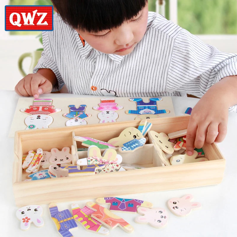 Puzzle 3D en Bois - DRESSY-TOYS- TM Puzzle 3D en Bois D'habillage d'animaux
