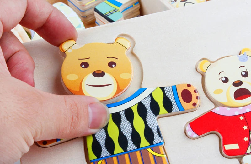 Puzzle 3D en Bois - DRESSY-TOYS- TM Puzzle 3D en Bois D'habillage d'animaux