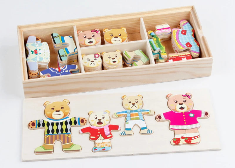 Puzzle 3D en Bois - DRESSY-TOYS- TM Puzzle 3D en Bois D'habillage d'animaux