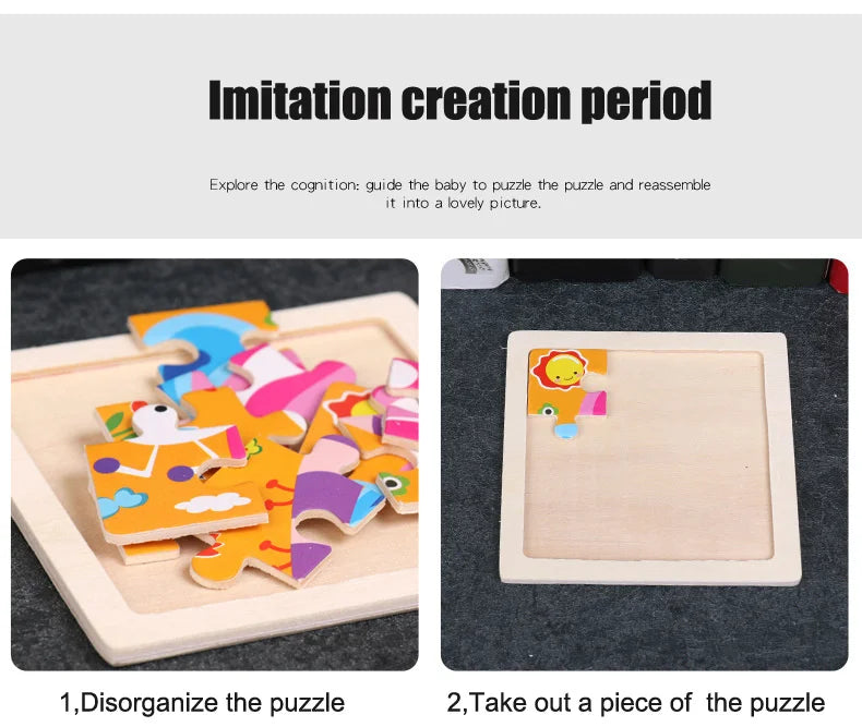 puzzle 3d -BABYPUZZ- TM Puzzle 3D en Bois de Dessin animé Bébé