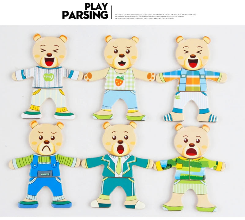 Puzzle 3D en Bois - DRESSY-TOYS- TM Puzzle 3D en Bois D'habillage d'animaux
