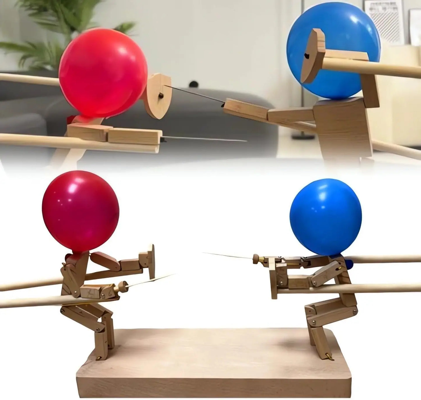 BAMBATL- ballon, Marionnette de Bataille, Bataille de ballon en Bambou, jeu de Robot en bois, Montessori 1 an et Plus, cadeau de Noël.