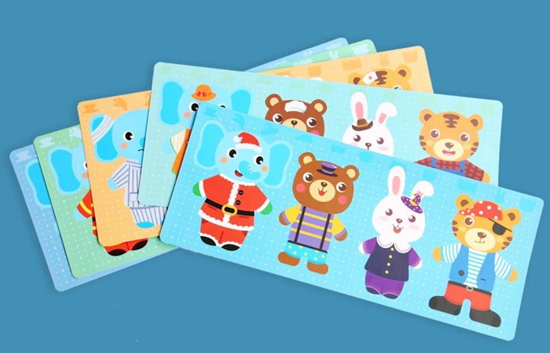 Puzzle 3D en Bois - DRESSY-TOYS- TM Puzzle 3D en Bois D'habillage d'animaux