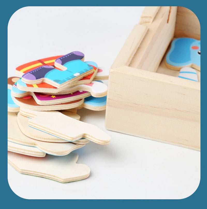 Puzzle 3D en Bois - DRESSY-TOYS- TM Puzzle 3D en Bois D'habillage d'animaux