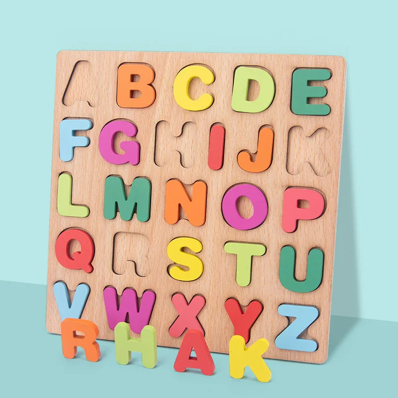 ALFAMAT - Puzzle Planche en Bois Alphabet, Chiffre en Bois Magnétique, Nombres, Formes, Jeux Montessori, cadeau de Noël.