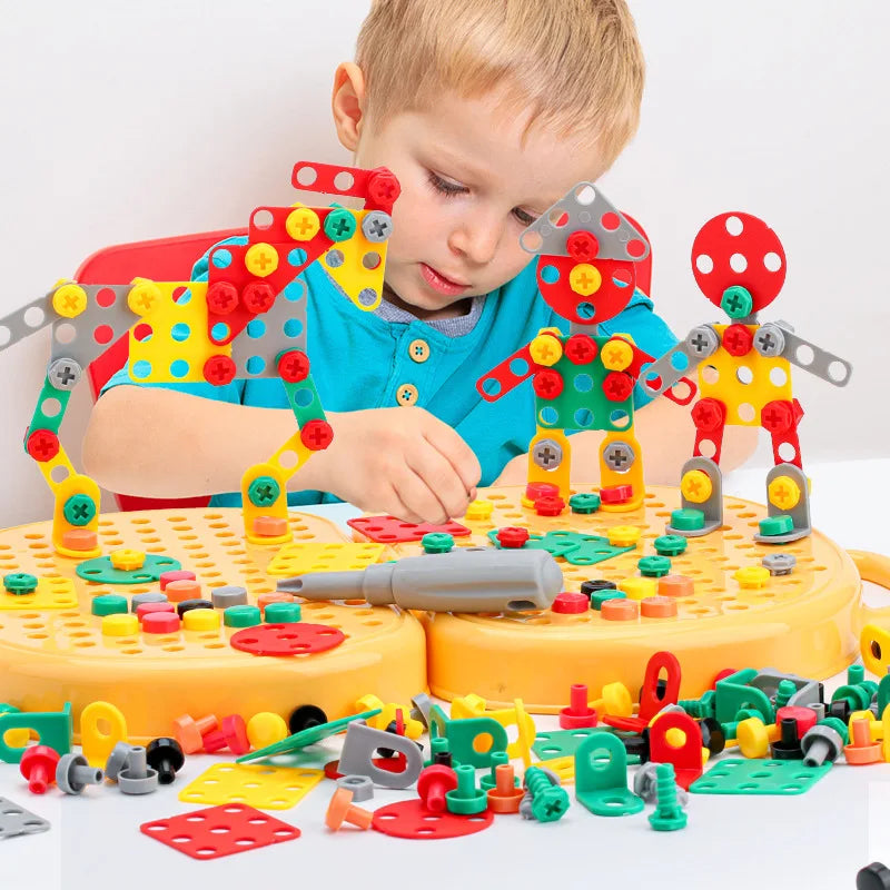 puzzle 3d bois - MAGICTOOLS-BOX- TM Boîte à outils Magique de Jeu Montessori avec Perceuse électrique