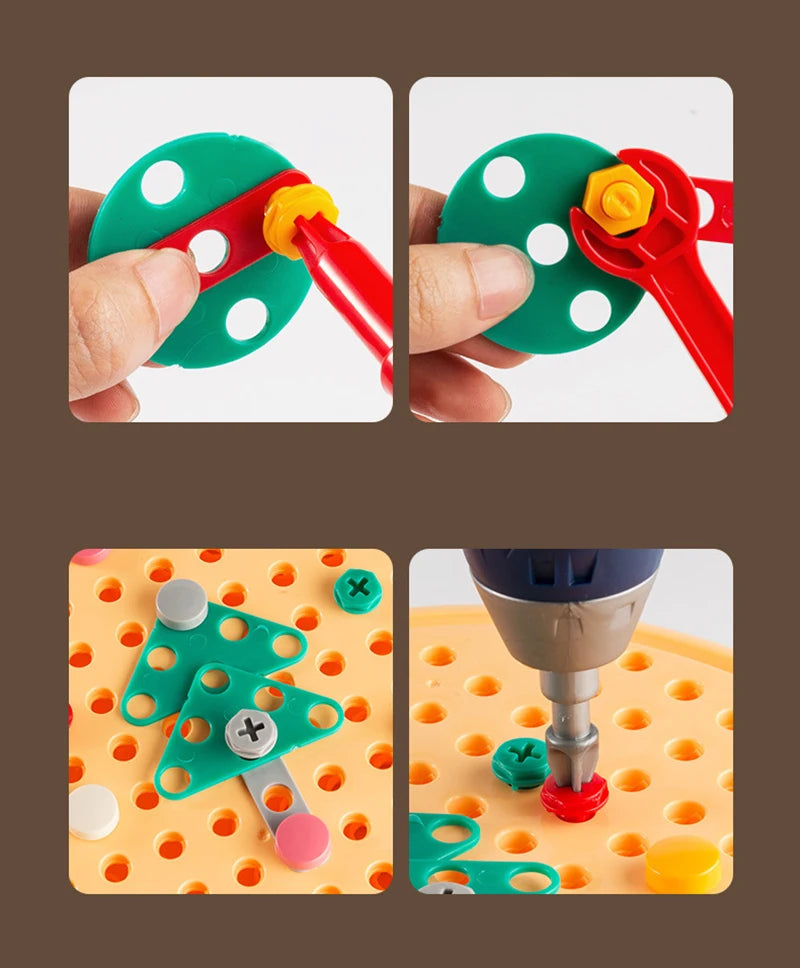 puzzle 3d bois - MAGICTOOLS-BOX- TM Boîte à outils Magique de Jeu Montessori avec Perceuse électrique