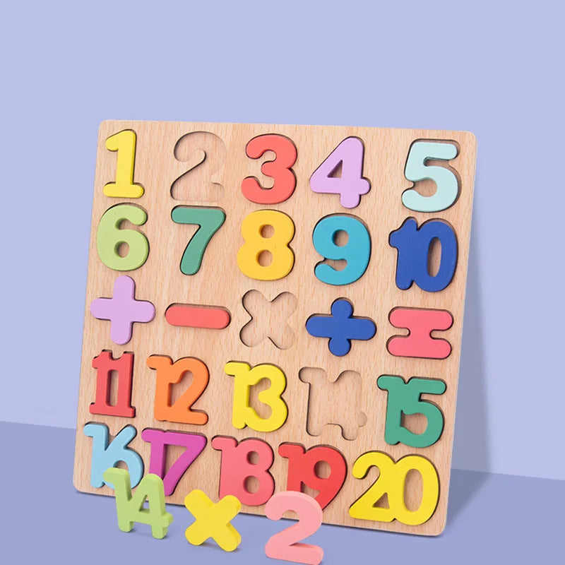 ALFAMAT - Puzzle Planche en Bois Alphabet, Chiffre en Bois Magnétique, Nombres, Formes, Jeux Montessori, cadeau de Noël.