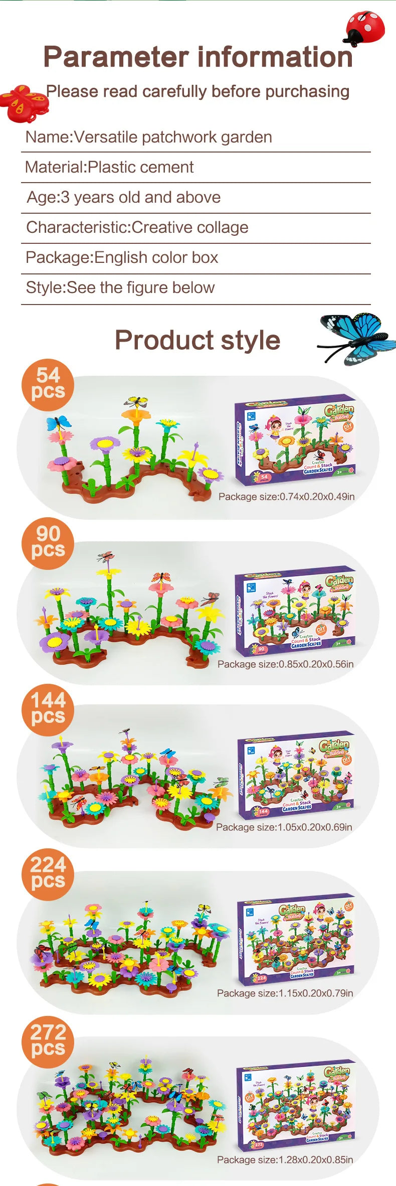 puzzle 3d - GARDEN-TOY - TM Jeux de Construction de Jardin de Fleurs