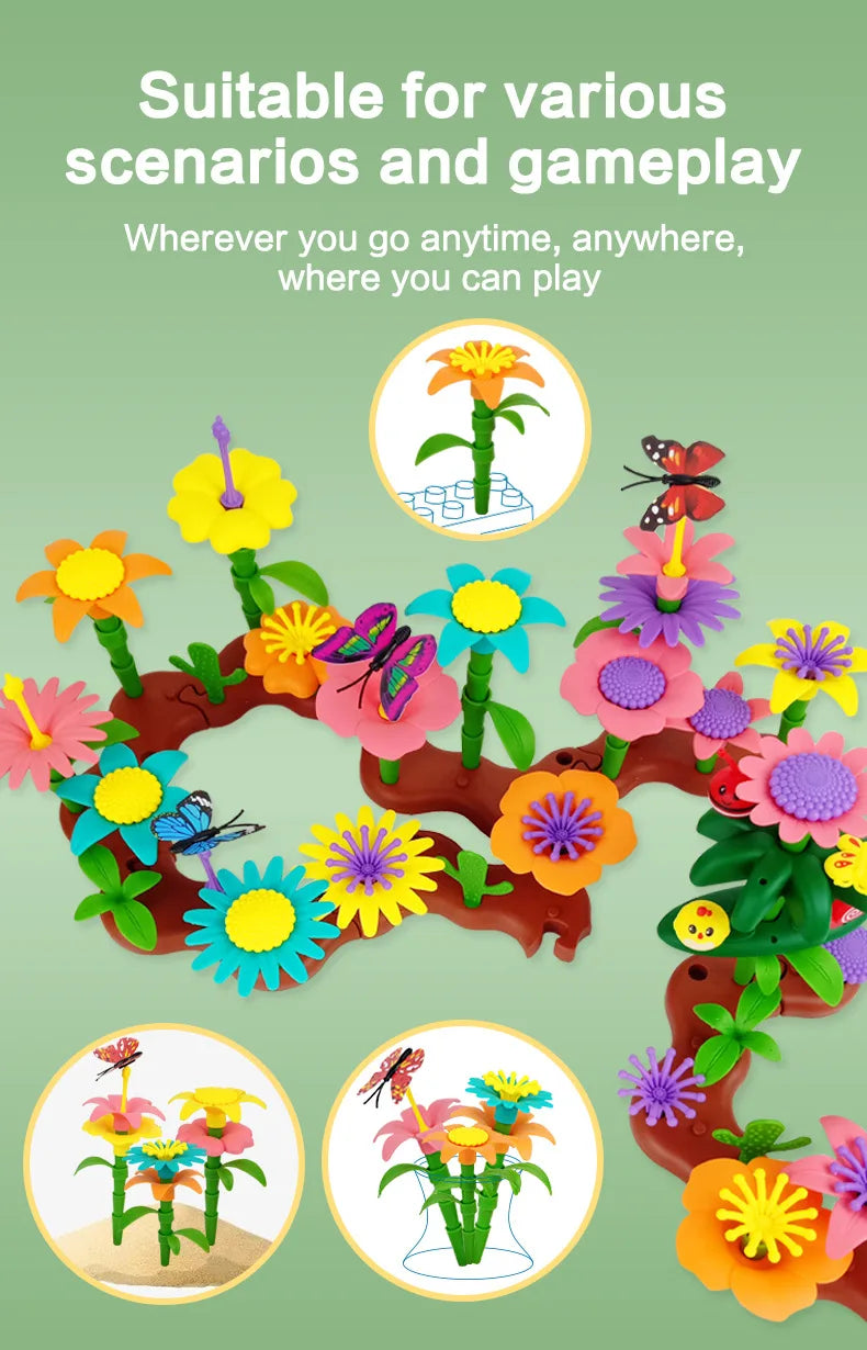 puzzle 3d - GARDEN-TOY - TM Jeux de Construction de Jardin de Fleurs