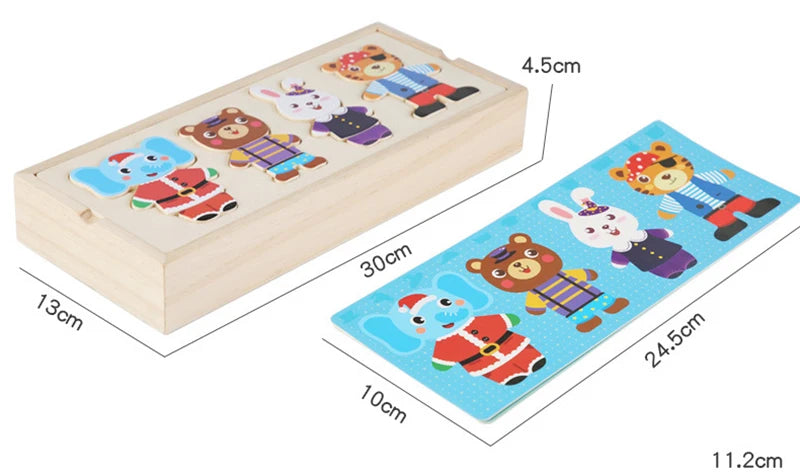 Puzzle 3D en Bois - DRESSY-TOYS- TM Puzzle 3D en Bois D'habillage d'animaux