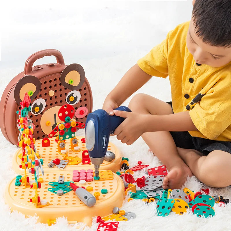 puzzle 3d bois - MAGICTOOLS-BOX- TM Boîte à outils Magique de Jeu Montessori avec Perceuse électrique