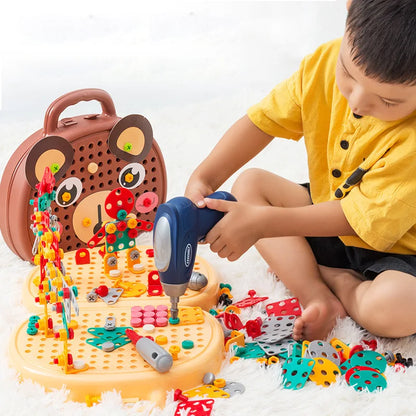 puzzle 3d bois - MAGICTOOLS-BOX- TM Boîte à outils Magique de Jeu Montessori avec Perceuse électrique