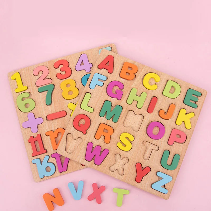 ALFAMAT - Puzzle Planche en Bois Alphabet, Chiffre en Bois Magnétique, Nombres, Formes, Jeux Montessori, cadeau de Noël.