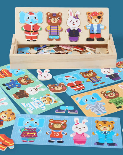 Puzzle 3D en Bois - DRESSY-TOYS- TM Puzzle 3D en Bois D'habillage d'animaux