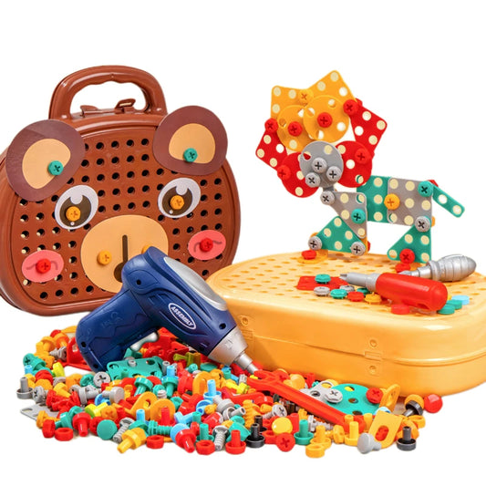 puzzle 3d bois - MAGICTOOLS-BOX- TM Boîte à outils Magique de Jeu Montessori avec Perceuse électrique