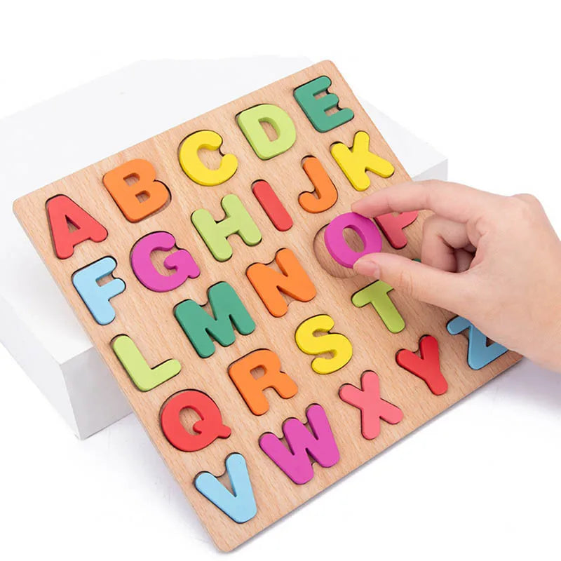 ALFAMAT - Puzzle Planche en Bois Alphabet, Chiffre en Bois Magnétique, Nombres, Formes, Jeux Montessori, cadeau de Noël.