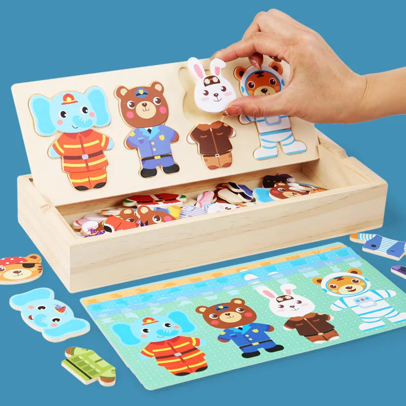 Puzzle 3D en Bois - DRESSY-TOYS- TM Puzzle 3D en Bois D'habillage d'animaux
