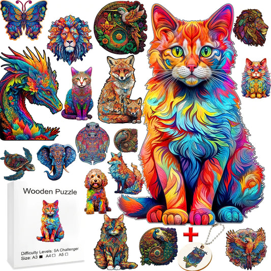 Puzzle 3D en bois- FLYPUZZ- TM-Puzzle d’Animaux en Bois